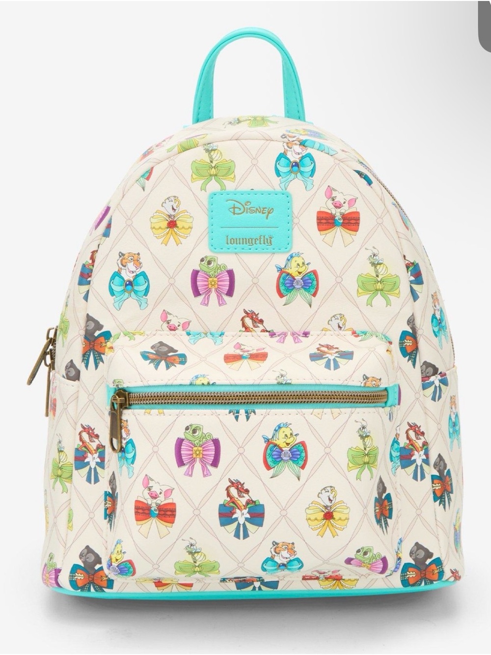 Loungefly Cream Mini Backpack with Multicolor Bow & Character Print